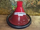 Le Creuset France Cherry Red Cerise Tagine Cast Iron Stoneware Cooking Pot. Price: $95.00.