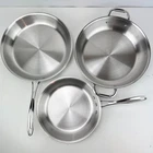 Calphalon 1382/1390/1392 Lot Stainless Steel 10 12" Skillets & Braiser No Lids Used. Price: $84.99.
