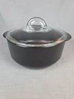 Pampered Chef Rockcrok 4 Qt Dutch Oven Crock With Glass Lid Pot Black Used. Price: $79.99.