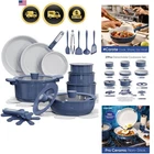 Ceramic Cookware Set Nonstick Pots Pans Detachable Handles Safe Dishwasher Blue New. Price: $177.38.