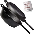 Cast Iron Skillet + Lid 2IN1 Multi Cooker Combo Deep Pot Frying Pan Cover 3QT New. Price: $65.57.
