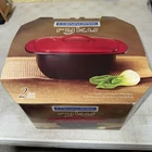 Ryku Corningware 3QT Ceramic Stoneware Oven Safe Casserole Dish /w Lid Red/black. Price: $40.00.