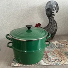 Vintage Le Creuset Cast Iron Dutch Oven With Steamer Insert & Lid 22 Green Euc Used. Price: $250.00.