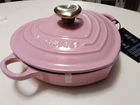 Nwt Creuset Enameled Cast Iron Shallow Heart Shaped Oven 1/4 Qt Pale Pink New. Price: $155.00.