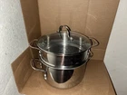 Calphalon 6QT 8606 Stainless Stock Pot W/lid Streamer Insert Used. Price: $99.99.