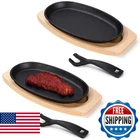Mifoci 2 Pieces Oval Cast Iron Fajita Skillet Pan Set Small Sizzling Steak Plate New. Price: $63.04.