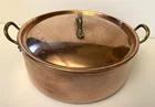 Antique/vintage Copper & Brass Tagus Portugal Double Handle Pan With Lid Used. Price: $45.00.