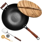 Wangyuanji Cast Iron Wok Pan Lid 14.2 Inch Flat Bottom Uncoated Fry New. Price: $126.38.