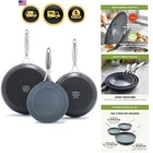 Ceramic Nonstick Frying Pan Set 8 9.5 11 Inch Skillets All Cooktops Dishwashe... New. Price: $203.42.