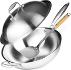 Stainless Steel Flat Bottom Wok Pan, Professional Traditional Stir Fry Cookware New. Price: $176.22.