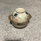 Donabe Sukiyaki Japanese Earthenware Pot Blue Flower 6 Bowl Used. Price: $21.99.