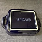 Staub Ceramic Baking Dish Navy Blue Rectangular Casserole Stoneware 7.5X5 Used. Price: $21.99.