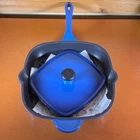 11IN X Lodge Usa Cast Iron 2PC Blue Enamel Panni / Steak Press Set Used. Price: $29.00.