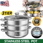 Toque Stainless-steel Steamer Meat Vegetable Cookware Kitchen Pot Tool 3 Tier Us New. Price: $29.99.
