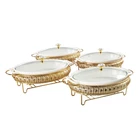 Jinsongdafa 11.4 X 8 Ceramic Oval Casserole Glass Lid And Gold Rack Set Of New. Price: $256.85.