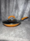 Rachael Ray Stainless Steel Skillet Frying Pan With Lid Orange Handle 10 Inch Used. Price: $20.00.