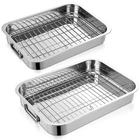 2 Set Stainless Steel Roasting With Rack Handle For Oven Pan... New. Price: $59.76.