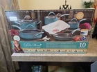The Pioneer Woman Frontier Speckle Aluminum 10-PIECE Cookware Set, Turquoise New. Price: $50.00.