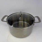 Emeril Stainless Pro-clad Tri-ply 6 Qt Stock Dutch Oven Double Handle Glass Lid Used. Price: $72.14.