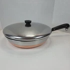 Revere Ware 12" Stainless Skillet Sautee Pan Copper Bottom W/ Lid Double Ring Used. Price: $37.95.