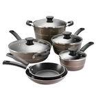 Cookware Set 10 Piece Non Stick Aluminum Pots Pans Glass Lids Hazelnut Sicilia New. Price: $259.99.
