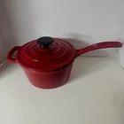 Cuisine Company Enameled Cast Iron 2.5 Quart Sauce Pot With Lid Red New No Box. Price: $29.95.