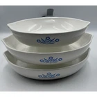 Corning Ware Cornflower Skillet P-910-B 10" & P-908-B 8.5" 3PC Set Without Lids Used. Price: $325.00.