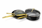 Greenpan 7 Pc Cookware Set Fry Pans Nonstick Ceramic Black Gold Handles New. Price: $99.00.