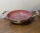 Vtg Deen Brothers 8 Stainless Steel Fry Pan Red Speckled Enamel W/ Handles Used. Price: $18.99.