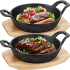 Foldtier 2 Set Mini Cast Iron Skillet Small Plates With Woo... New. Price: $43.94.