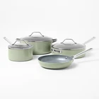 7PC Nonstick Ceramic Coated Aluminum Cookware Set Sage Green - New. Price: $64.99.