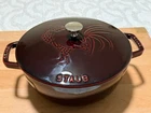 Staub Cast Iron 3.75 Qt, Essential French Oven Rooster Lid, Grenadine New. Price: $165.00.