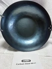 13.5" Pre-seasoned Carbon Steel Wok Pan Helper Handle Round Bottom Nonstick Blue New. Price: $29.99.