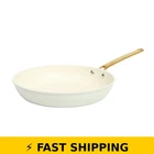 Martha Stewart 12-INCH Ceramic Frying Pan Skillet, Linen, Gold Handle New. Price: $48.99.