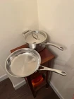 Creuset Stainless Steel 3 Quart Handled Pot W/lid & Frying Pan 9.5" Pieces Used. Price: $90.00.