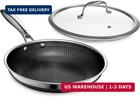 Hexclad Hybrid Nonstick 10-INCH Frying Pan With Tempered Glass Lid, Stay-cool Ha New. Price: $272.25.