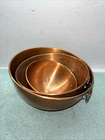 Vintage O.d.i Solid Copper Beating Bowls Set Of 3 With Handles Kitchenware Decor Used. Price: $70.00.