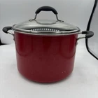 Cuisinart Stockpot Quart Red 5566-22R With Glass Lid Cover Non-stick Used. Price: $19.59.