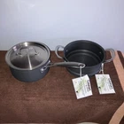 Cuisinart Green Gourmet Hard Anodized Saucepan With Steamer Insert 2.5 Qt. New. Price: $29.99.