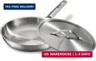 Stainless Steel Frying Pan 12 Inch With Lid, Fully Clad Tri-ply New. Price: $31.99.