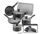 Farberware- 15-PIECE Non-stick Cookware Set Black Oven Safe To 350 New. Price: $76.49.