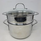 Calphalon 8606 6QT Stainless Steel Steamer Pot Set With Glass Lid 3 Piece Silver Used. Price: $34.99.