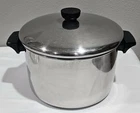 Vtg. Revere Ware Stainless Steel 6QT Stock Pot With Lid Tri Ply Disc Bottom A96A Used. Price: $34.50.