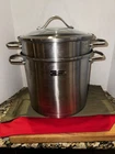 Denmark Stainless Pasta Pot Set 10 Stock W/2 Strainers & Glass Lid Used. Price: $59.95.