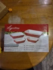 Lagostina 4 Pc Stoneware Baking Set Red Stove Table, Stackable Box. Price: $36.56.