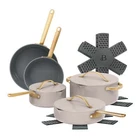 Beautiful 12-PIECE Ceramic Non-stick Cookware Set With Strainer Lids, Porcini New. Price: $194.00.