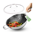 Nutrichef 12" Stainless Steel Wok Induction Ready, Non Stick Tri-... Fast Ship New. Price: $80.11.