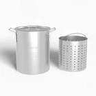 Stock Pot 30 Qt. Heavy-duty Aluminum Strainer Basket Built-in Handles Lid New. Price: $50.31.