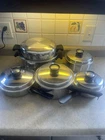 Amway Queen Multi-ply 18/8 Stainless Cookware Set Of 5 Usa Pans W/lids 10 Pcs Used. Price: $168.37.