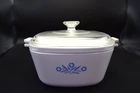 Corningware Blue Cornflower Double Boiler P-2 1/2-B W/ Insert P-17-B & Pyrex Lid Used. Price: $41.99.
